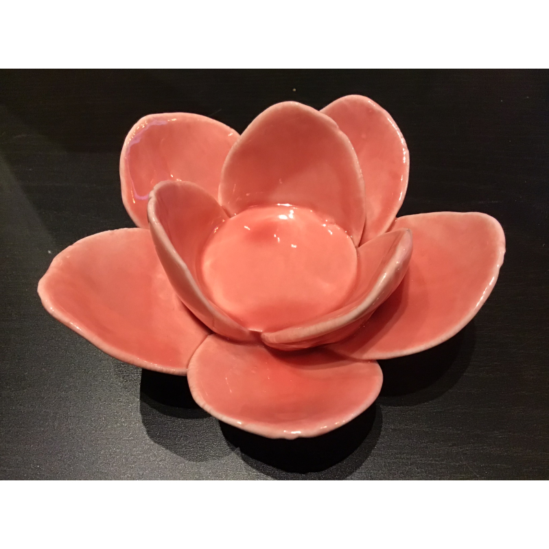 kaarsenhouder roos roze 10x10x5