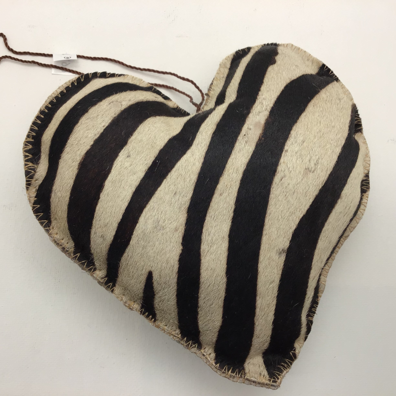hart hanger zebra echt leder 16x16x6