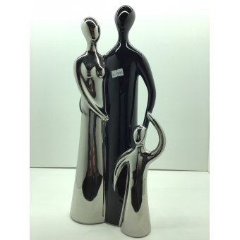 beeld modern zwart zilver koppel met kind 17x39