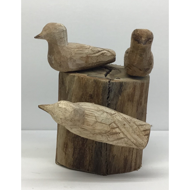 Vogels (3) op boomstam 19/23cm