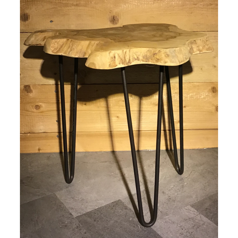 Tafel bijzet boomschijf teak 58x40cm 42cm hoog