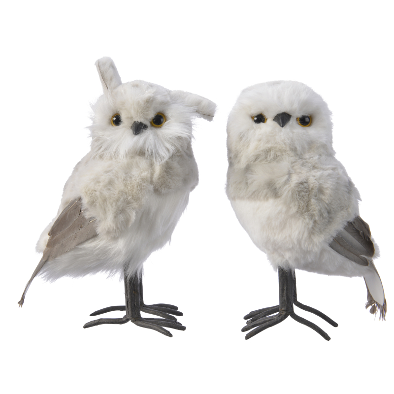 uil foam pluche glitter grijs 14x14x23