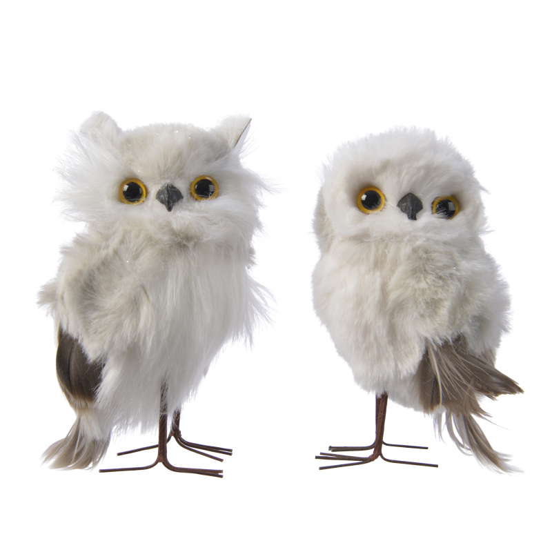 uil foam pluche grijs hang 6x7x12