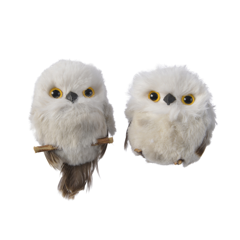 uil foam pluche grijs hang 6x6x9