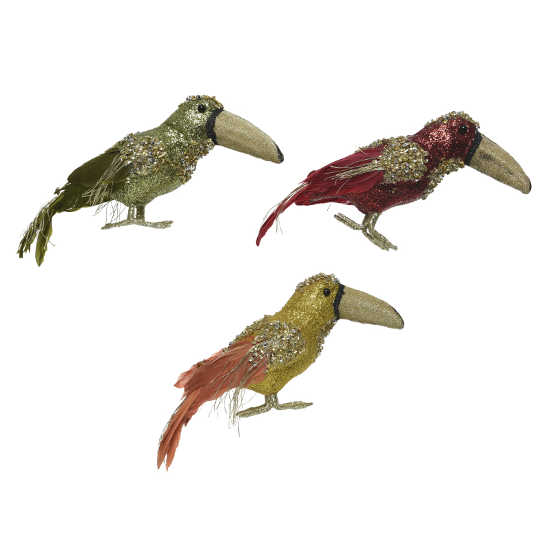 vogel toekan foam glitter assortiment 8x10x25