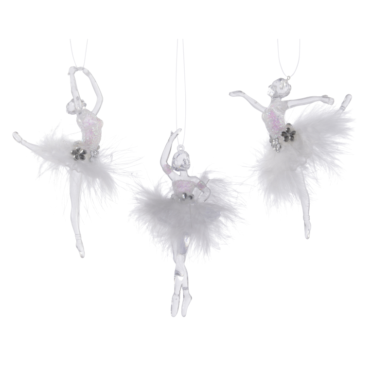 balletdanser acryl hang transparant wit 8x13cm