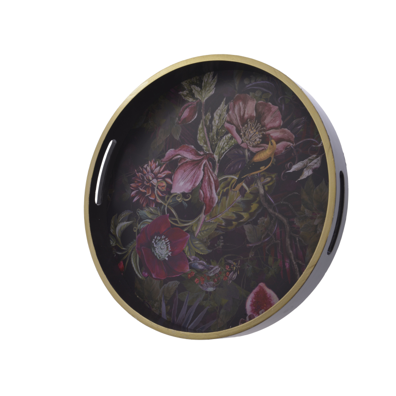 dienblad mdf dessin handvat zwart dia 35x4cm