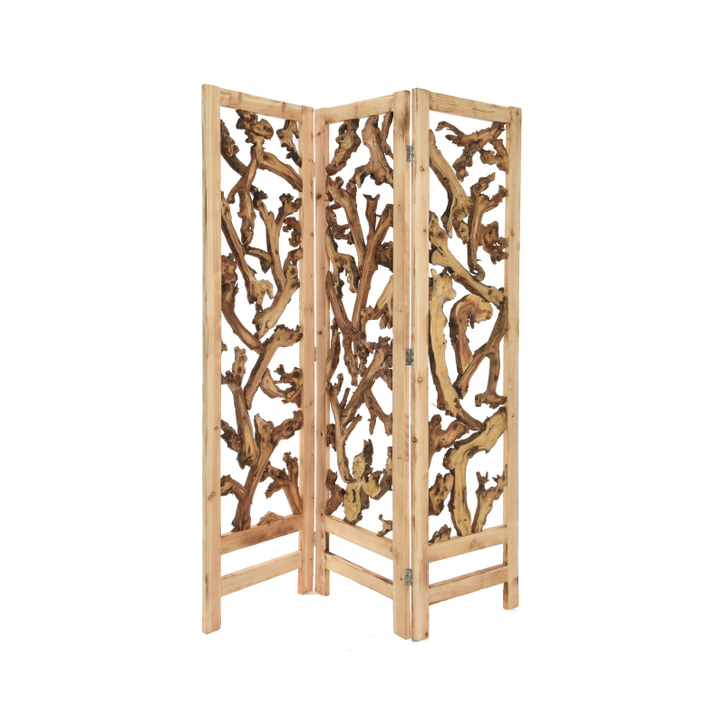 kamerscherm bessenhout 3 panelen naturel 3x50x180cm
