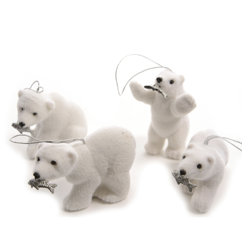 ijsbeer flock hang 4ass wit 8cm