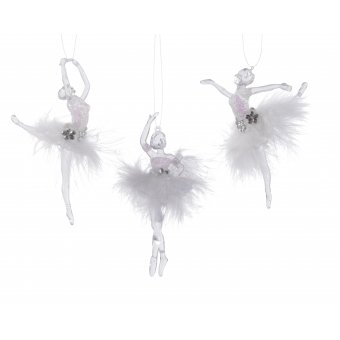 balletdanser acryl hang transparant wit 8x13cm