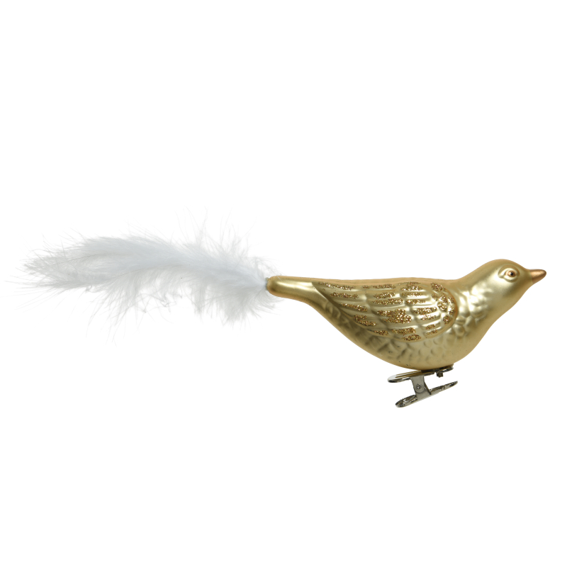 vogel veer clip licht goud 2 stuks