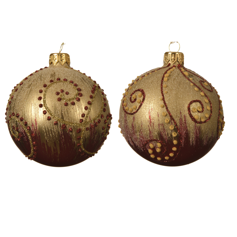 kerstbal glas krul kerstrood