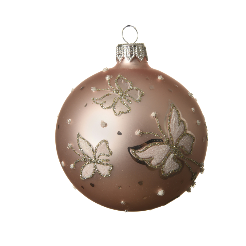 kerstbal vlinder poeder roze