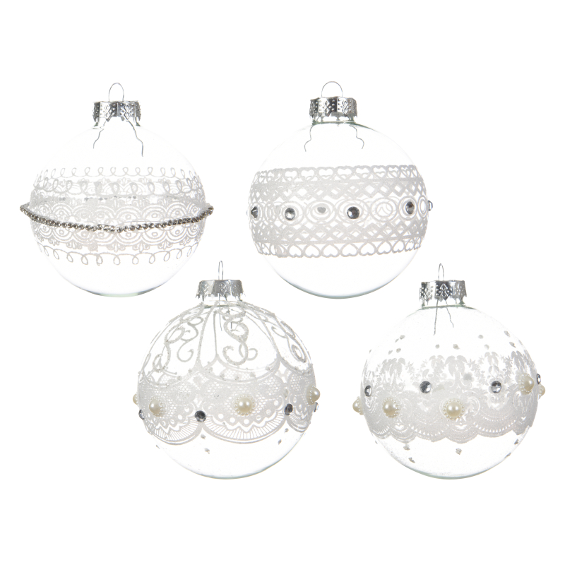 kerstbal glas kraal helder