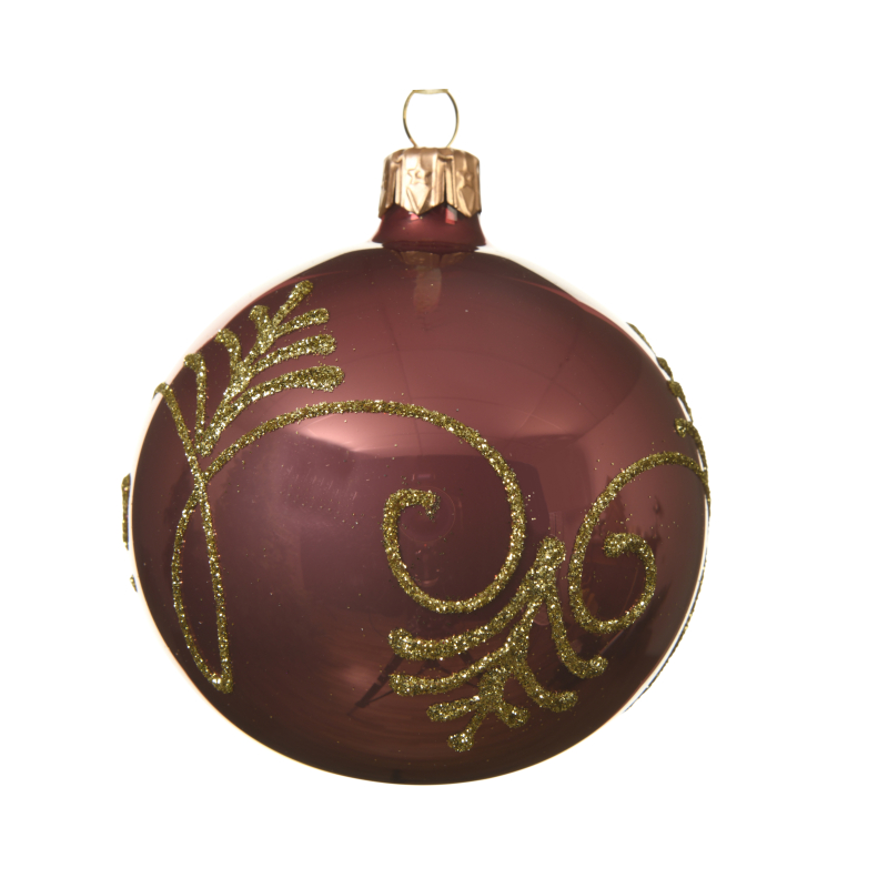 kerstbal glas barokrand velours roze 8cm