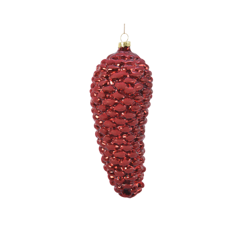 dennenappel glas rood 20cm 