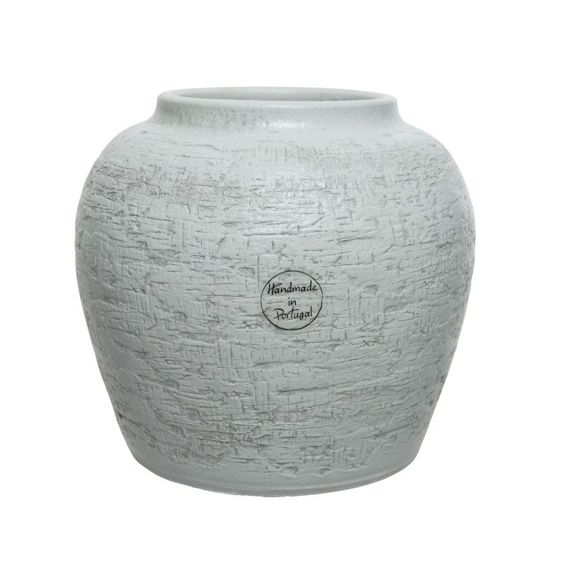 vaas terracotta structuur wit 20x20x18