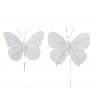 vlinder white draad 6 stuks