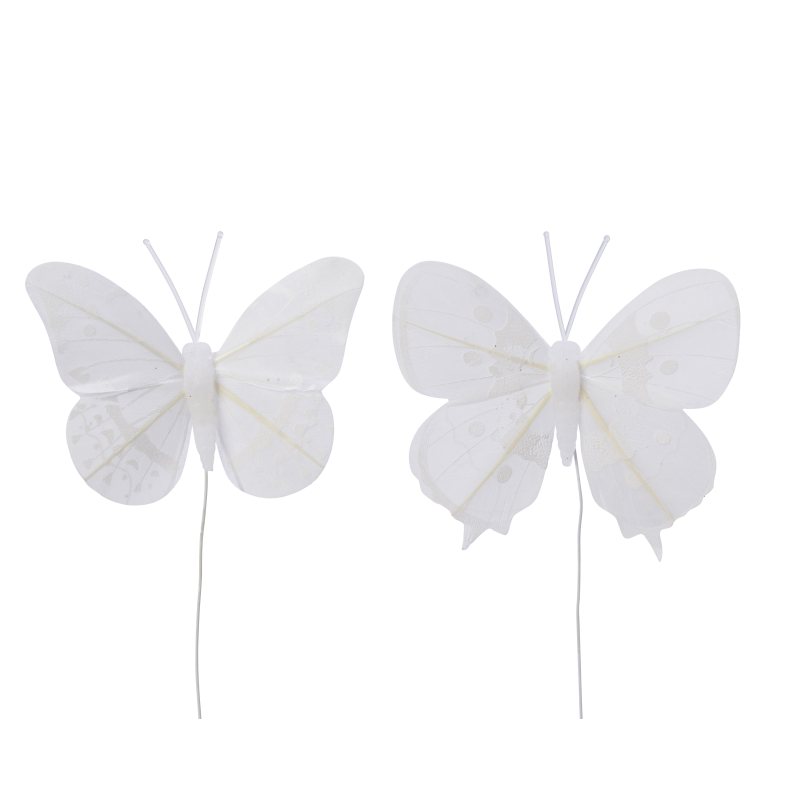 vlinder white draad 6 stuks