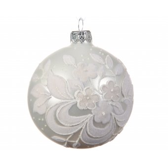 kerstbal glas vlok winterwit