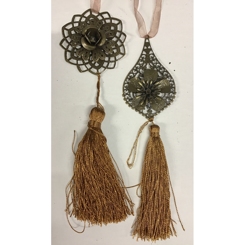 hanger kopoer rozet met kwarst 19cm