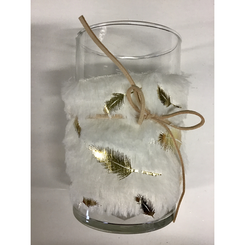 kaarsenhouder glas met trui 9x15