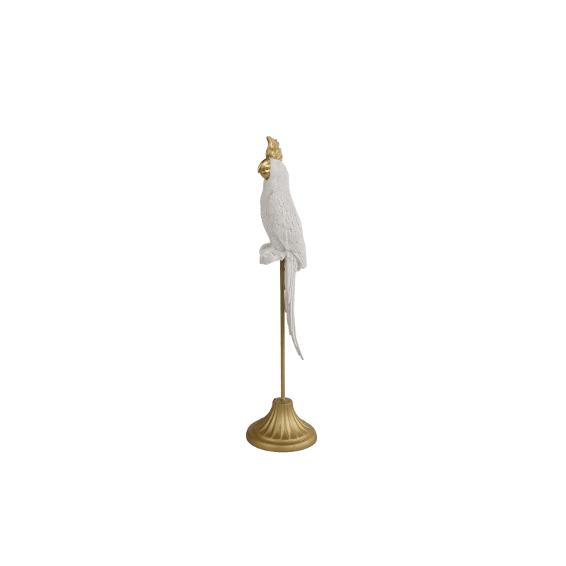 papagaai wit op gouden stok 42cm