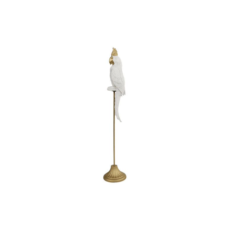 papagaai wit op gouden stok 57cm