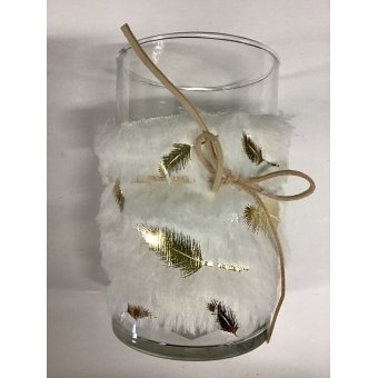 kaarsenhouder glas met trui 9x15