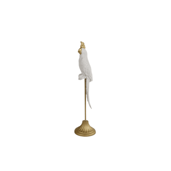 papagaai wit op gouden stok 42cm