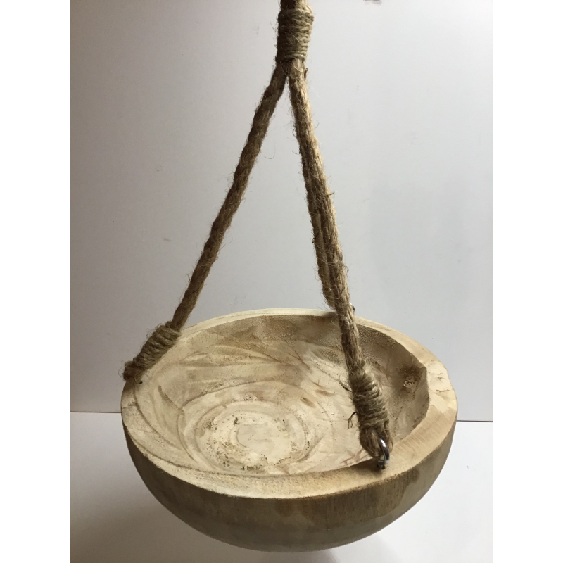 schaal hout hang met touw 24x7