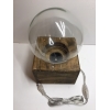 lamp schemer stolp glas met hout rond 32 hoog 18 breed
