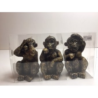 aap kaars goud zwart 3 stuks 21x12