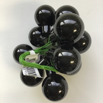 kerstbal glas mini bosje 12 stuks zwart 25mm