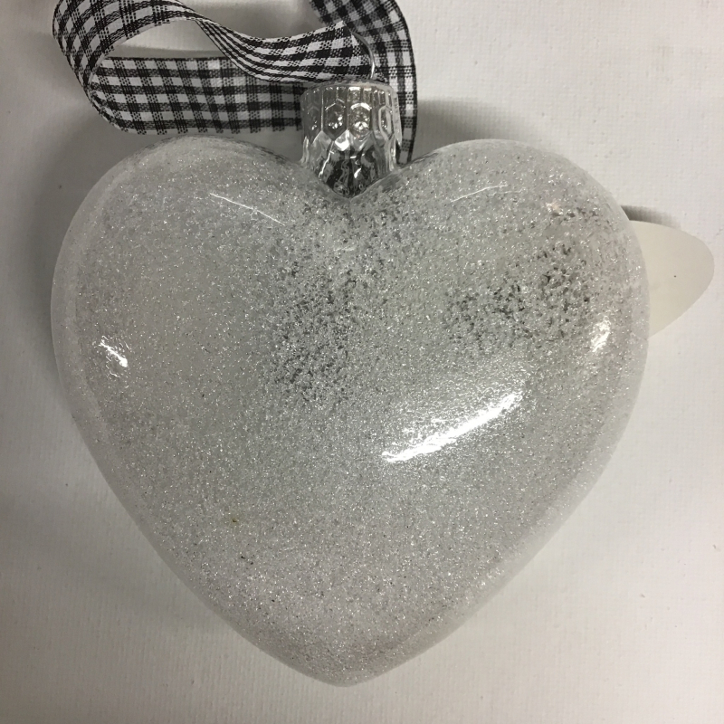 hart glas hanger 12cm wit/helder