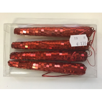 ijspegel hanger glossy red 10cm 4 stuks