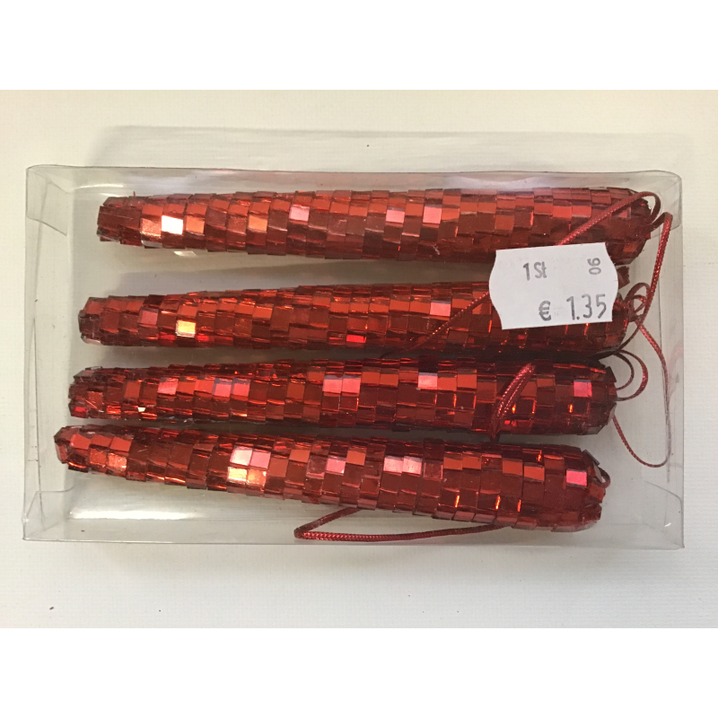 ijspegel hanger glossy red 10cm 4 stuks