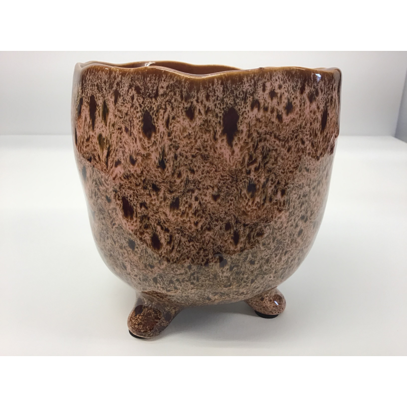 Bloempot aardewerk roze/bruin 13x15cm