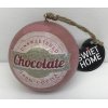 Kerstbal hout roze tekst Chocolate 8cm