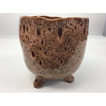 Bloempot aardewerk roze/bruin 13x15cm
