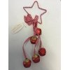 hanger ster met kerstklokken rood 25x10
