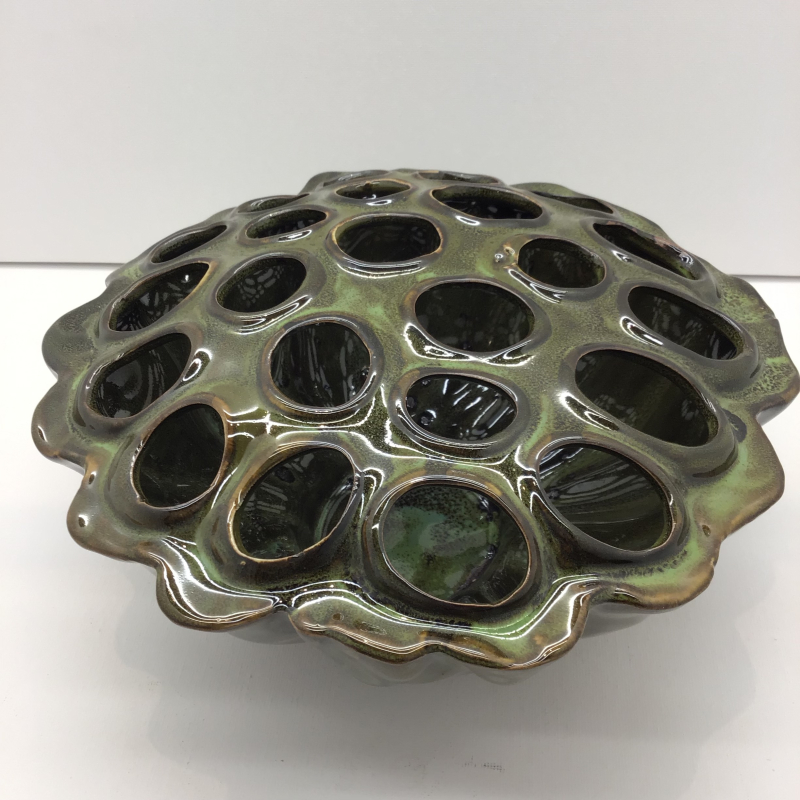 vaas porselein donker groen koraal 23x13