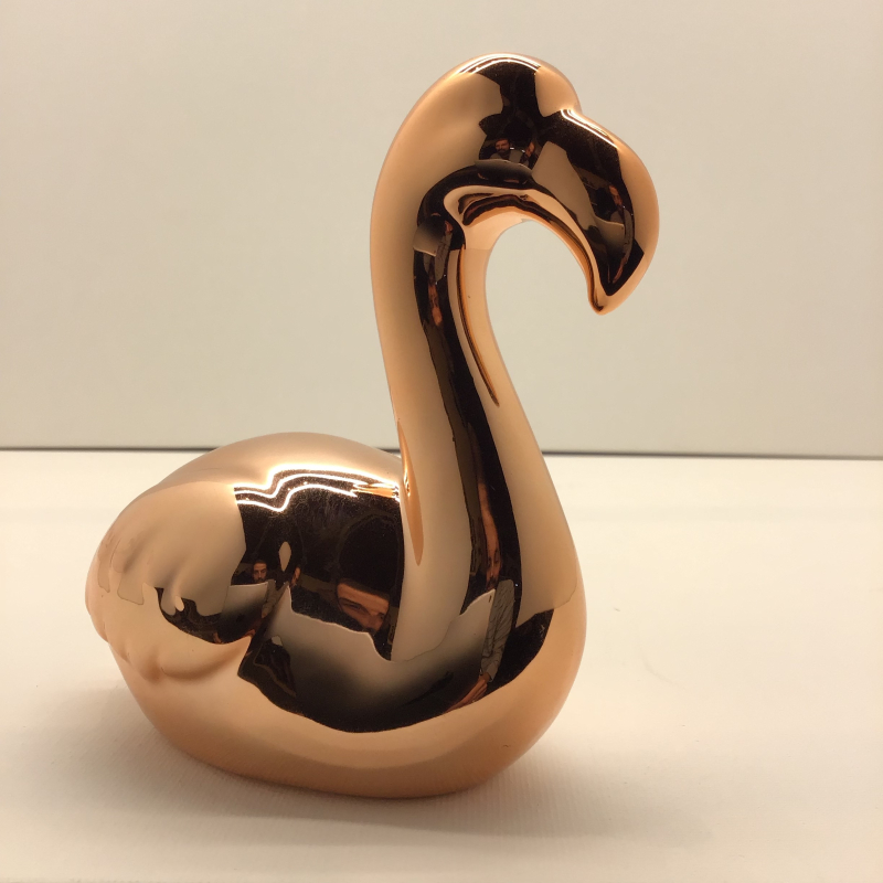 vogel flamingo porselein hoogglans koperkl 10x12