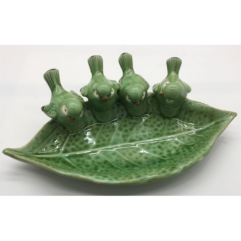 schaal vogel 4 minty groen 34x17x8