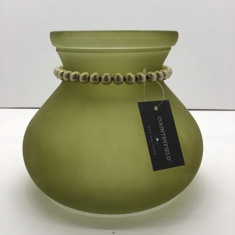 vaas glas groen gouden parelketting 17x15