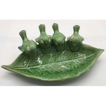 schaal vogel 4 minty groen 34x17x8