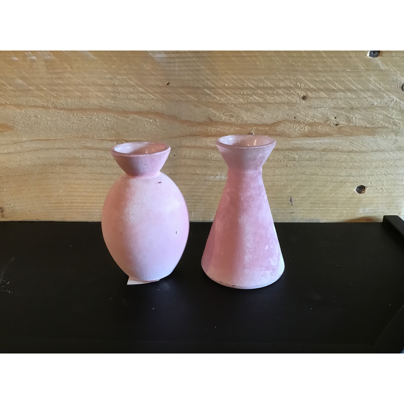 Vaas glas roze 11cm, in 2 modellen