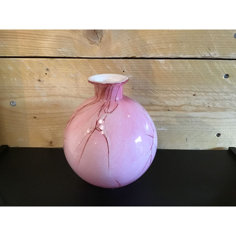 Vaas glas roze kras-design 19cm