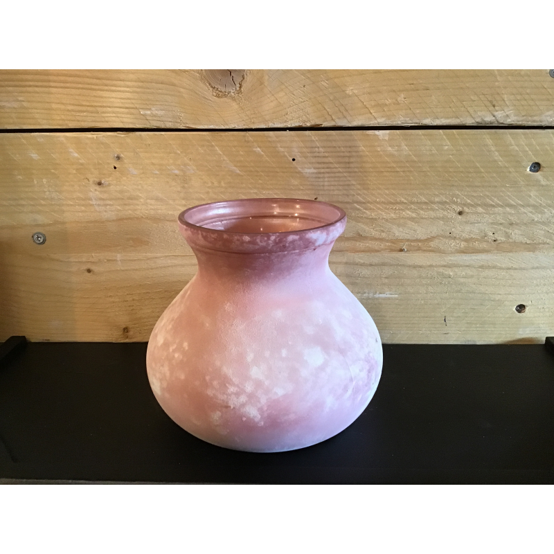 Vaas glas roze bol 15cm