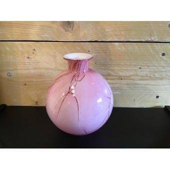 Vaas glas roze kras-design 19cm